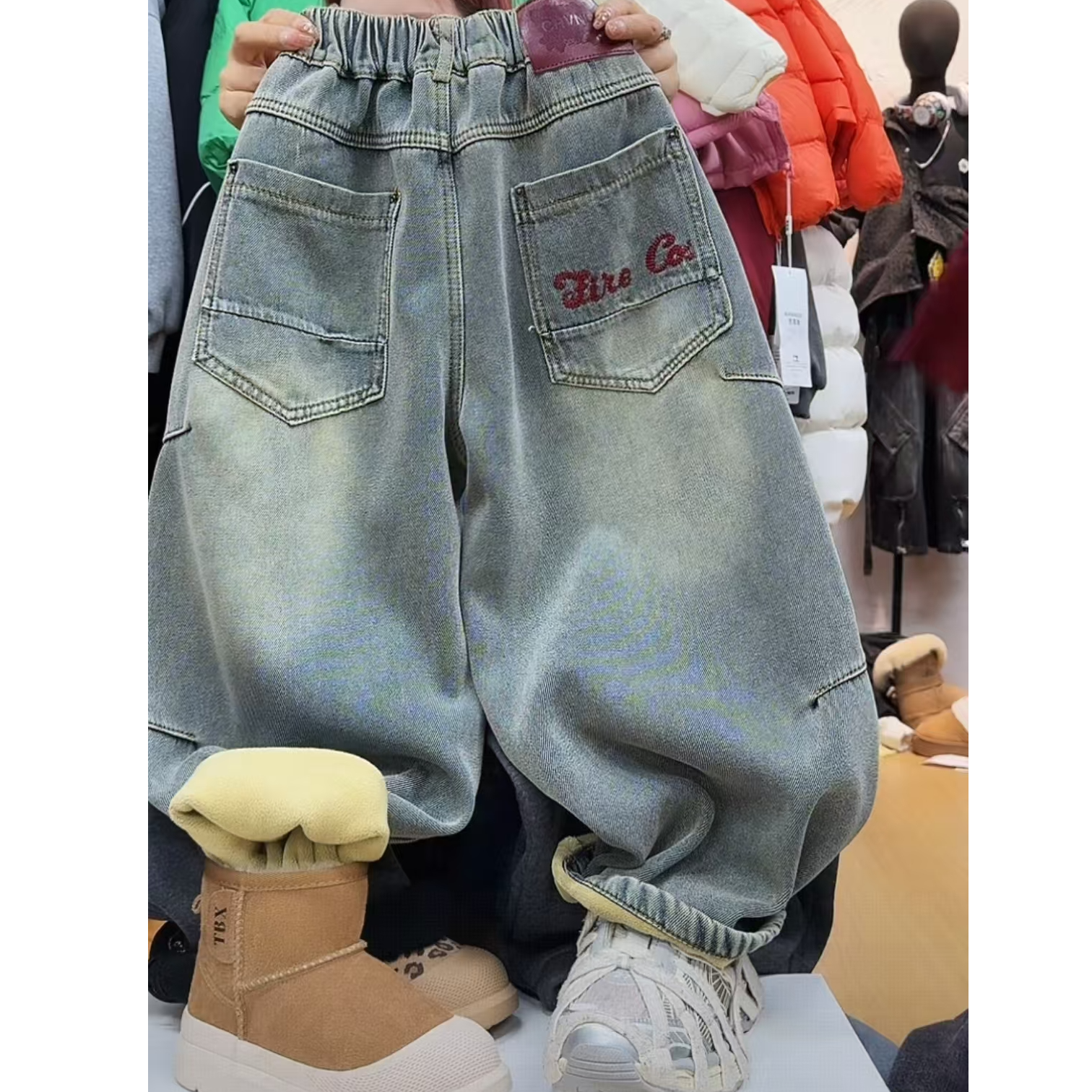 吾 2025【Y】11月12日 儿童时尚潮酷加绒蓝色韩版牛仔裤7035-