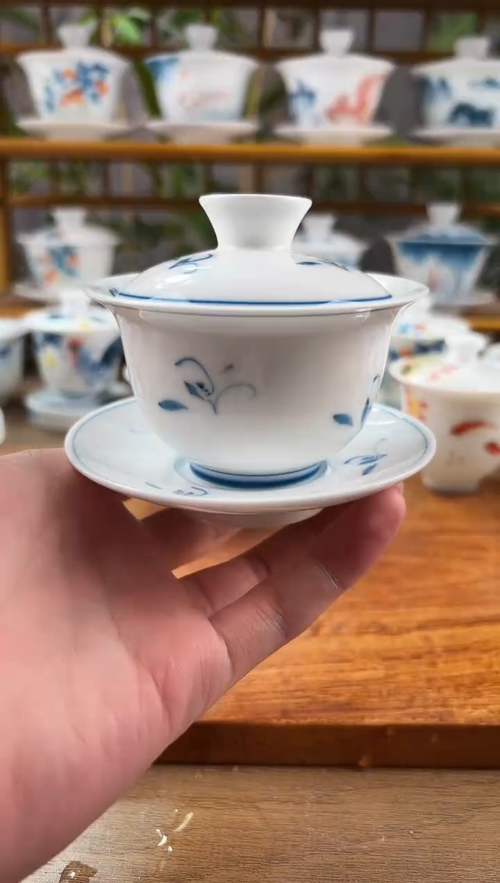 【闪购商品】微瑕玉兰130ml三才盖碗