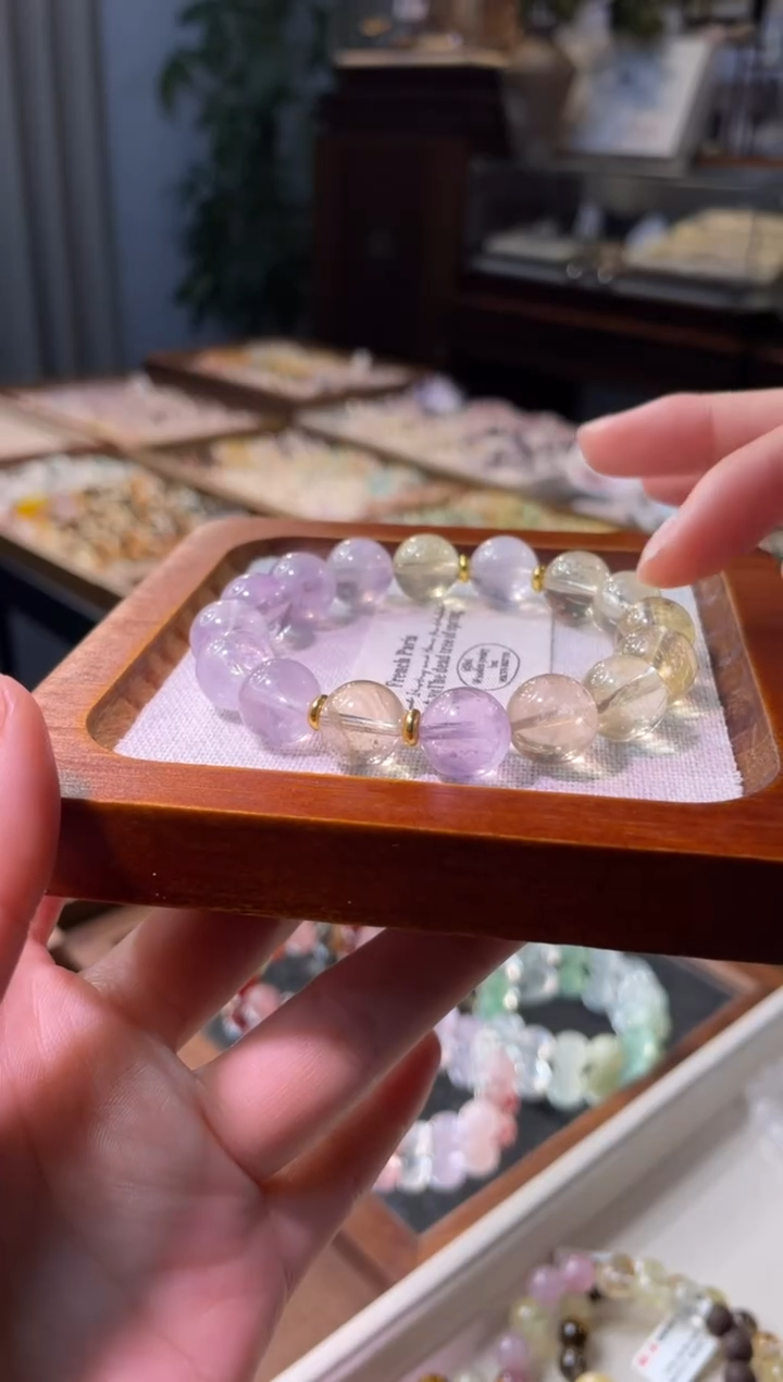 未镶嵌手串水晶紫黄cp