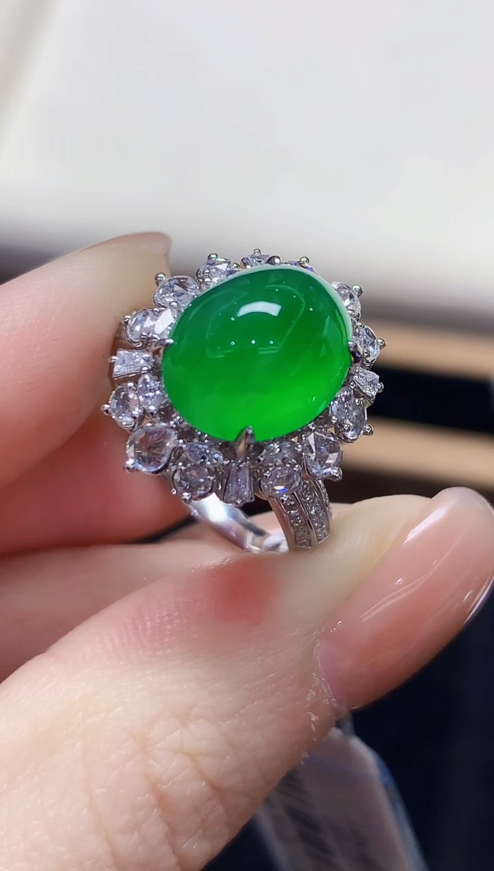 18K金镶嵌戒指翡翠娜*分单2AL