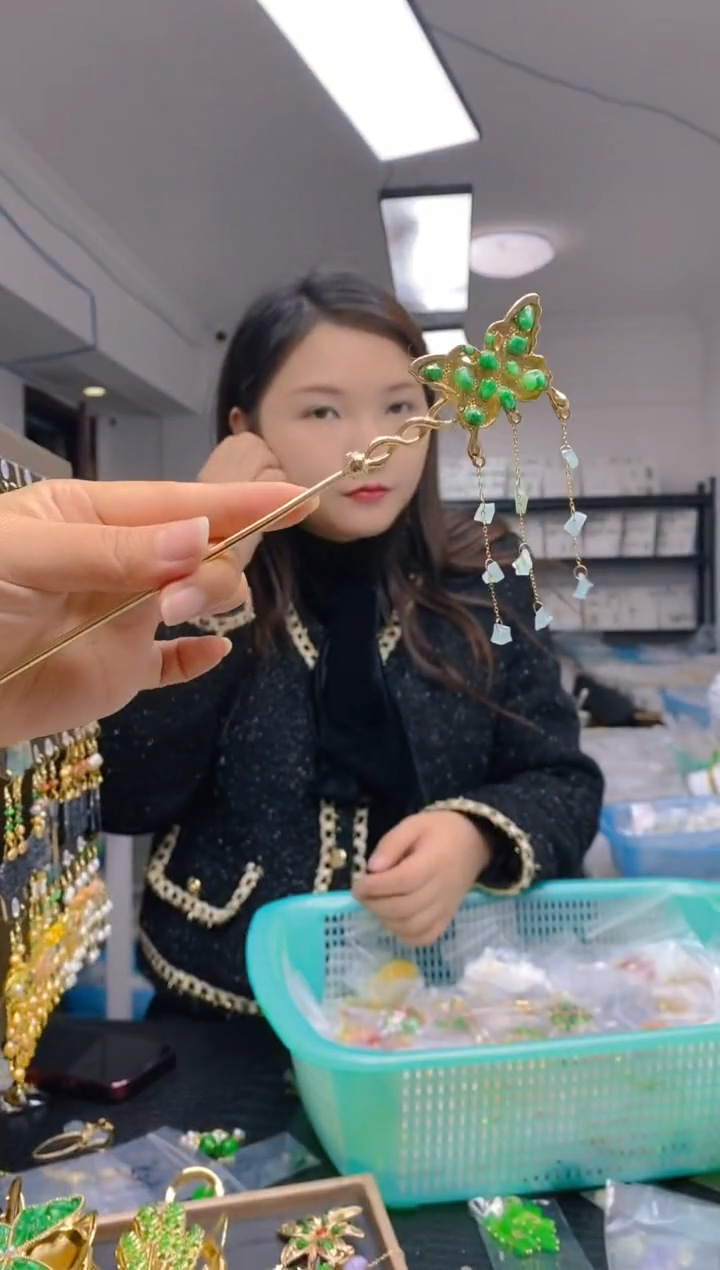 【闪购商品】翡翠耳饰合金0401翡翠发簪