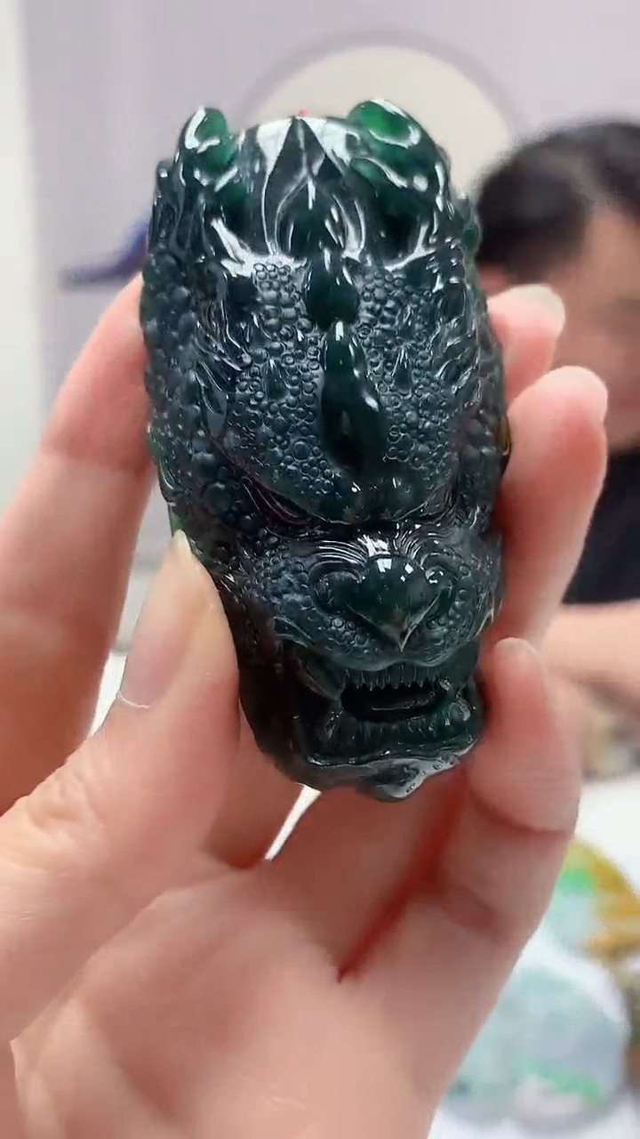 【闪购商品】定制翡翠未镶嵌5060zm-毛货挂件龙牌44