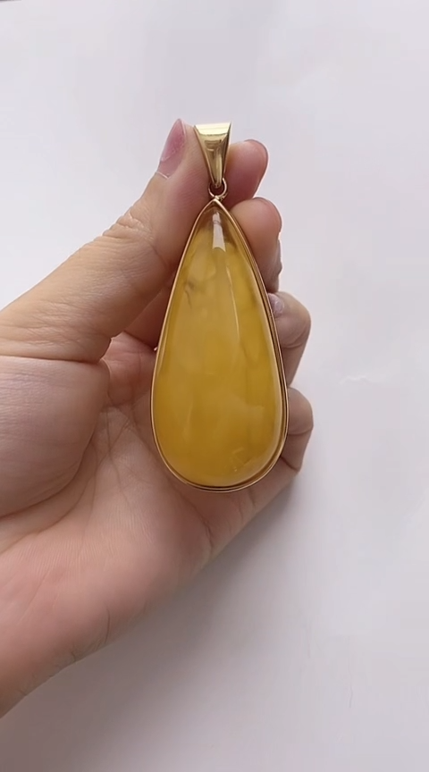 【闪购商品】琥珀裸石银S925镶嵌蜜蜡吊坠