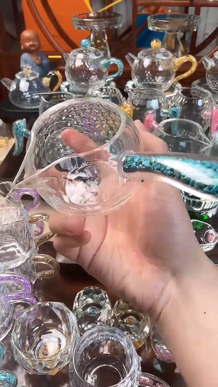 【闪购商品】玺宴新款水晶侧把公杯绿松石