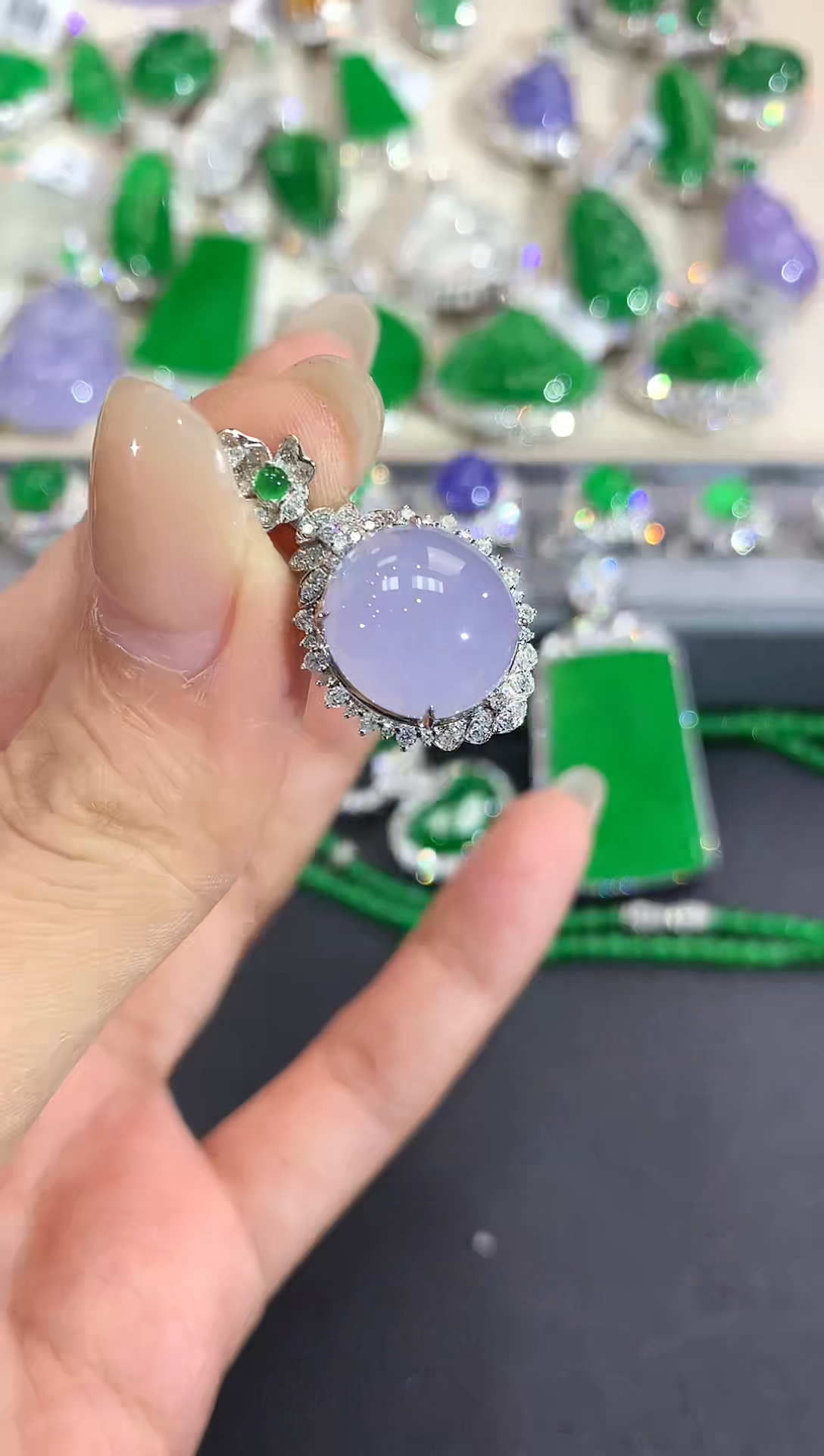 【闪购商品】翡翠吊坠(不含链)18K金镶嵌w95紫货有色差