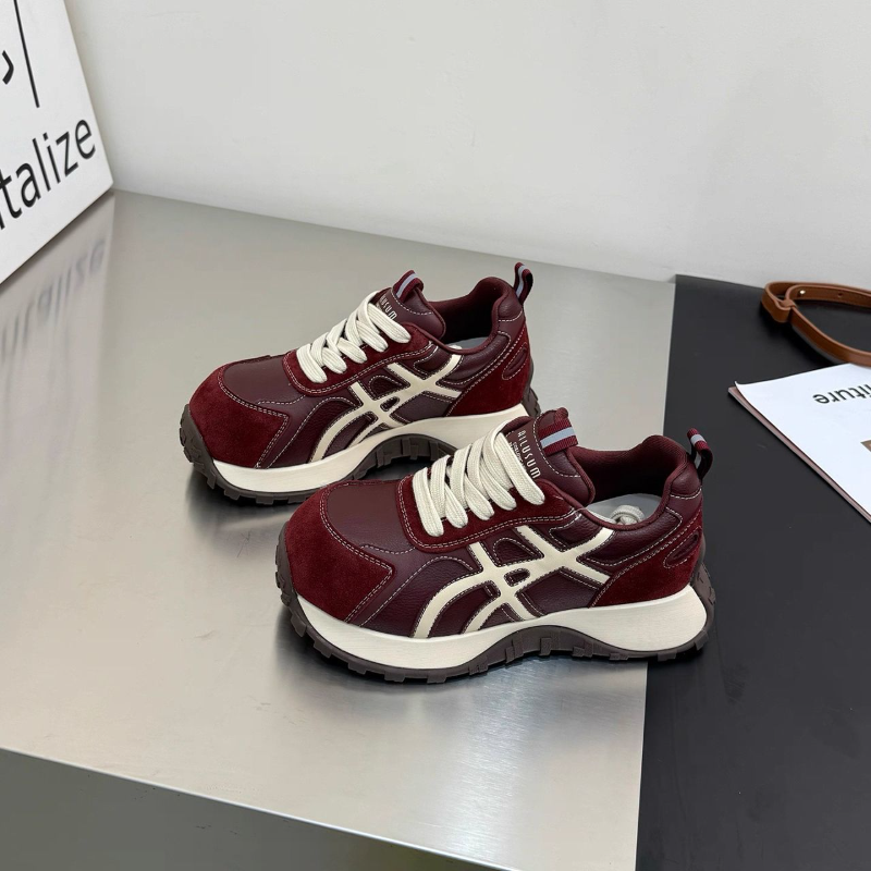 真软皮加绒老爹鞋2025秋冬新款圆头系带休闲运动鞋百搭休闲阿甘鞋