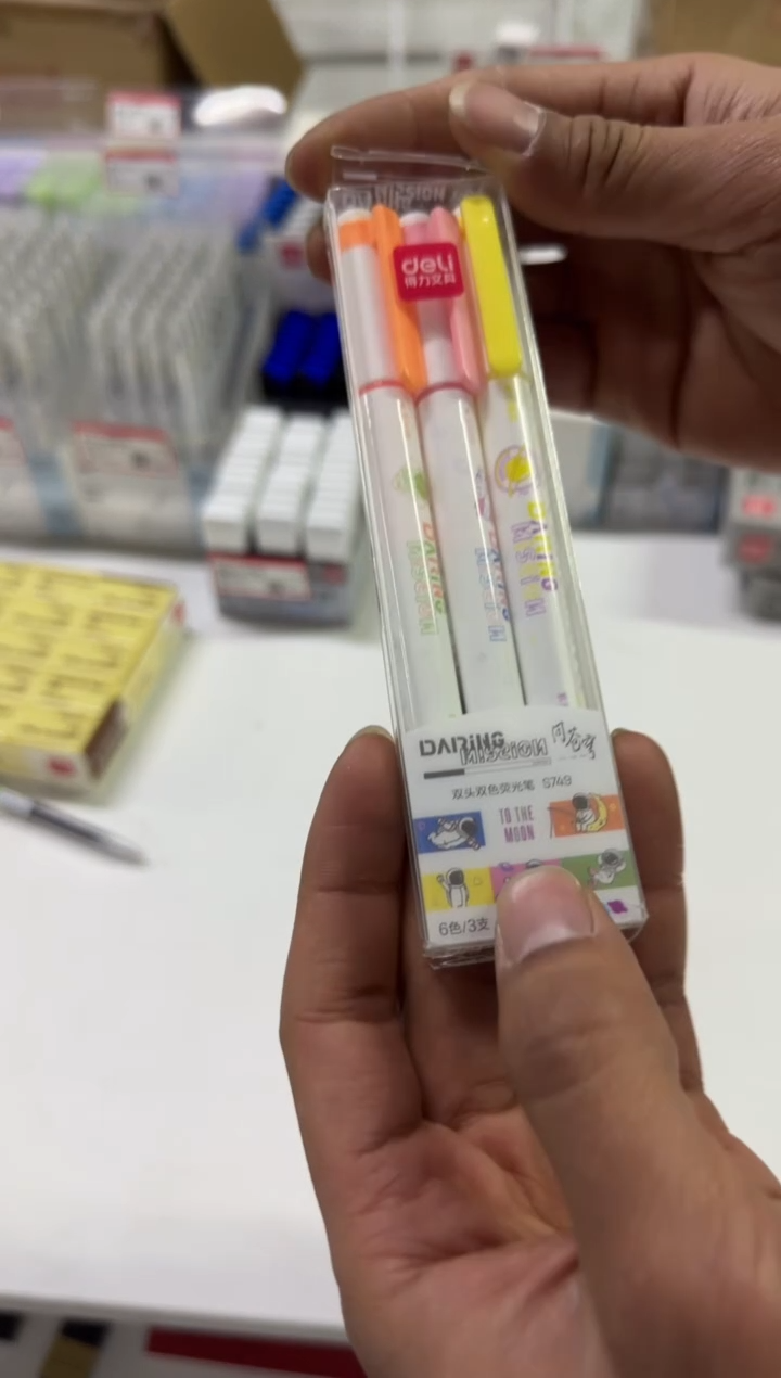 得力S749中国航天双头双色荧光笔(混)(盒)