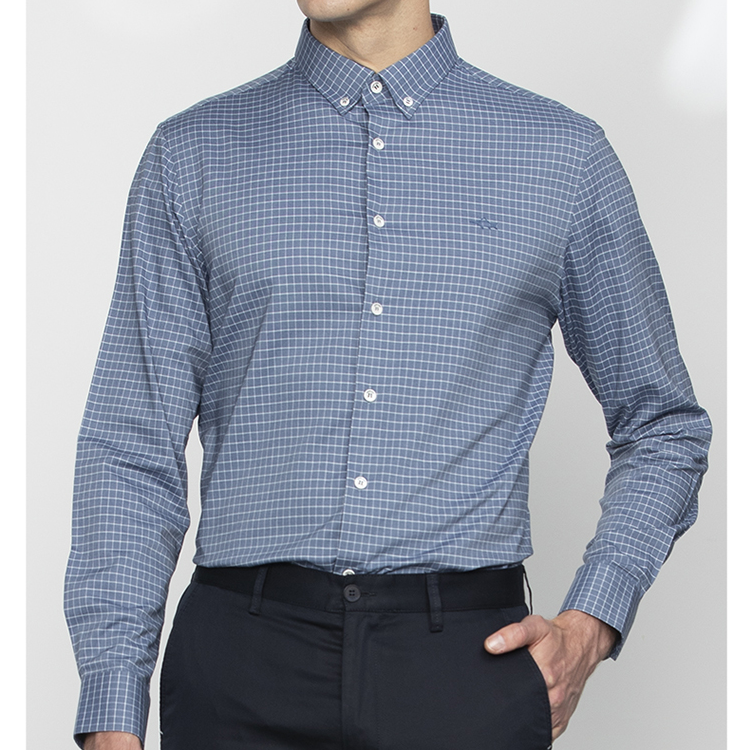 德鲨鲨鱼格子衬衫男长袖衬衣50-60岁高档爸爸装商务FR11307-838