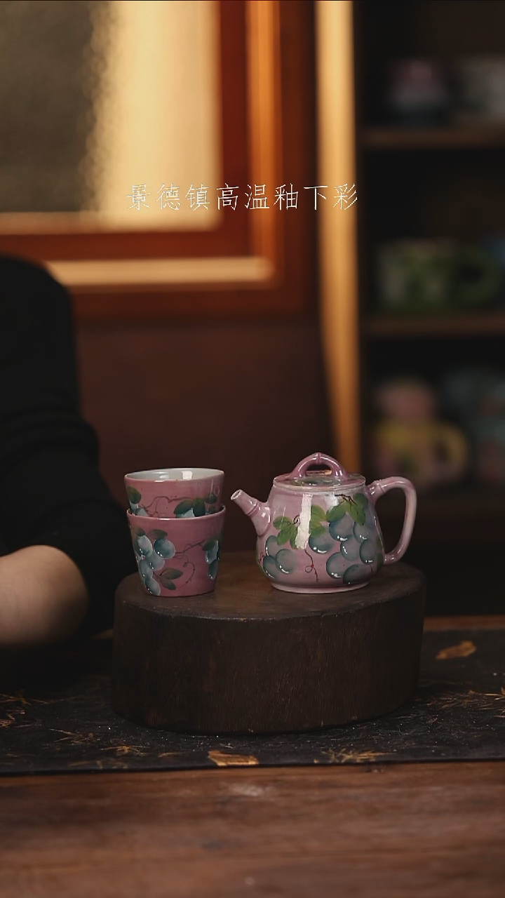 陶瓷景德镇高温釉下手绘陶瓷@L513@