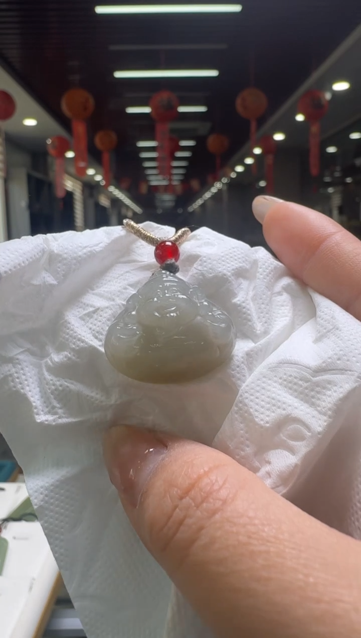 颈饰未镶嵌和田玉小财神吊坠/配绳