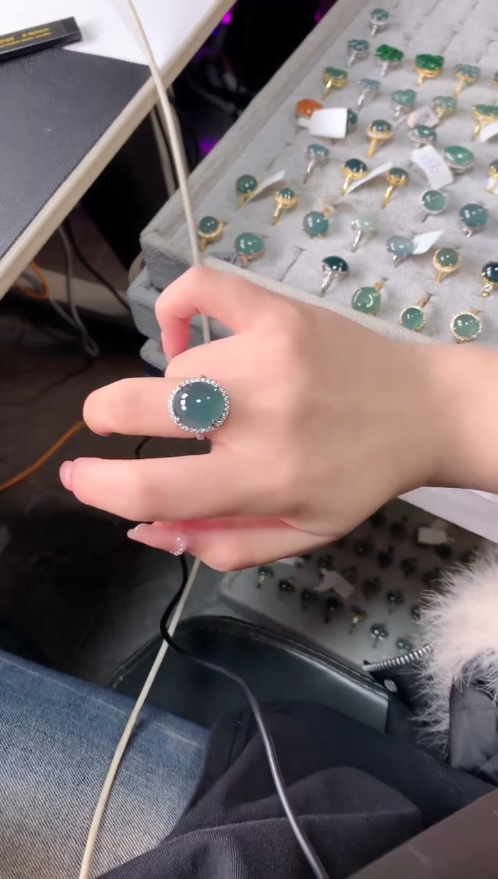【闪购商品】翡翠戒指银S925镶嵌52141