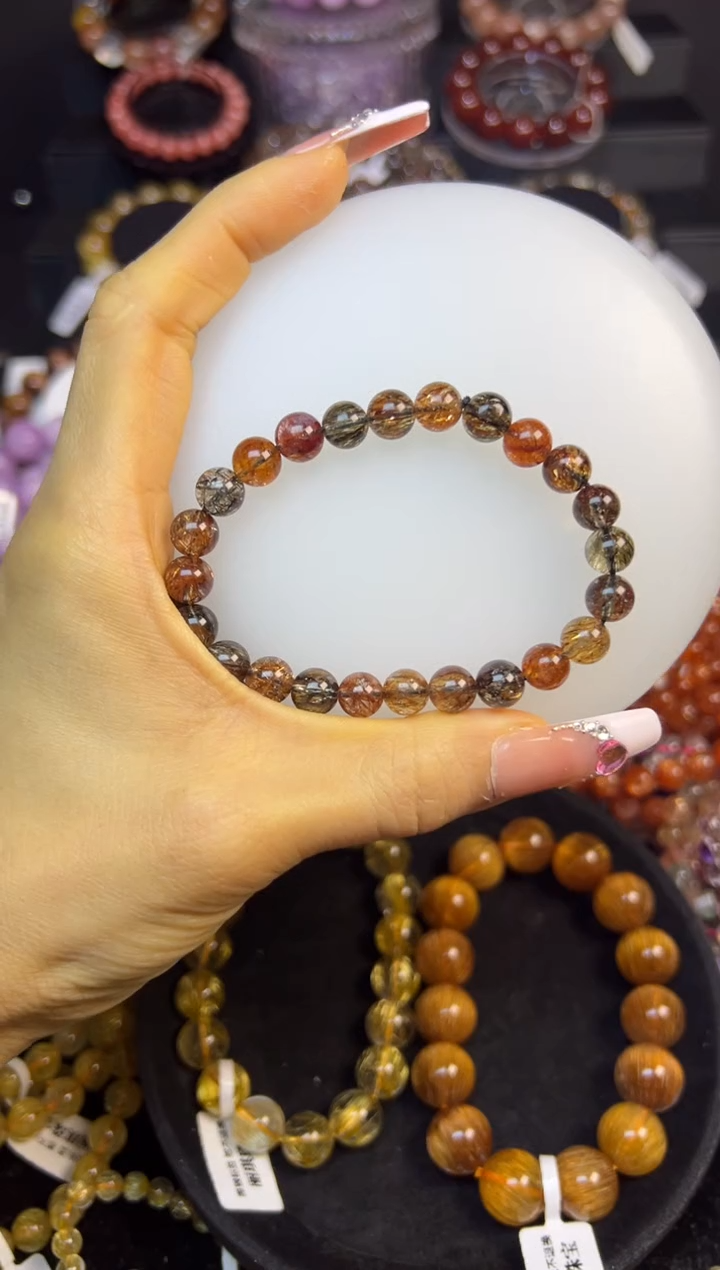 未镶嵌手串水晶黑金超7.6mm