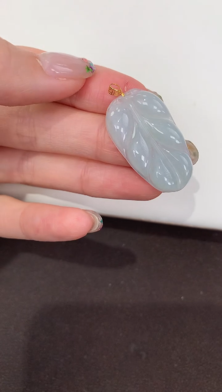 颈饰18K金镶嵌翡翠天然缅甸A货翡翠