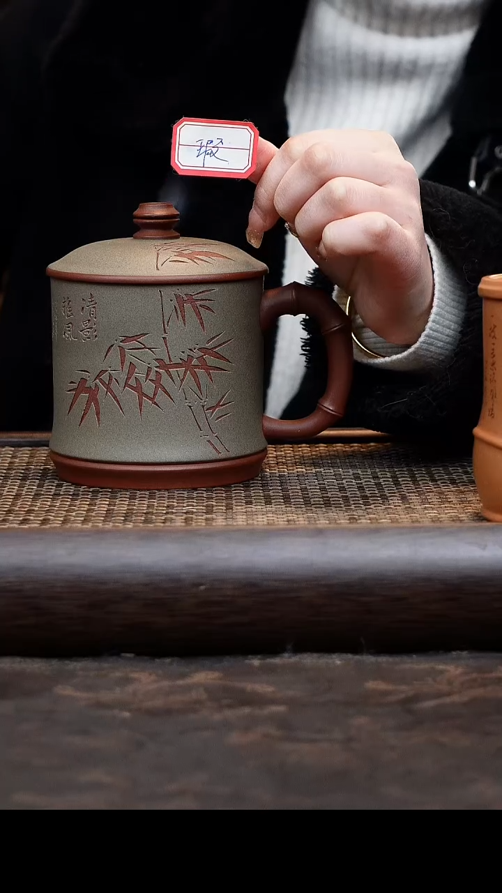 【闪购商品】紫砂茶杯粉浆竹节暇