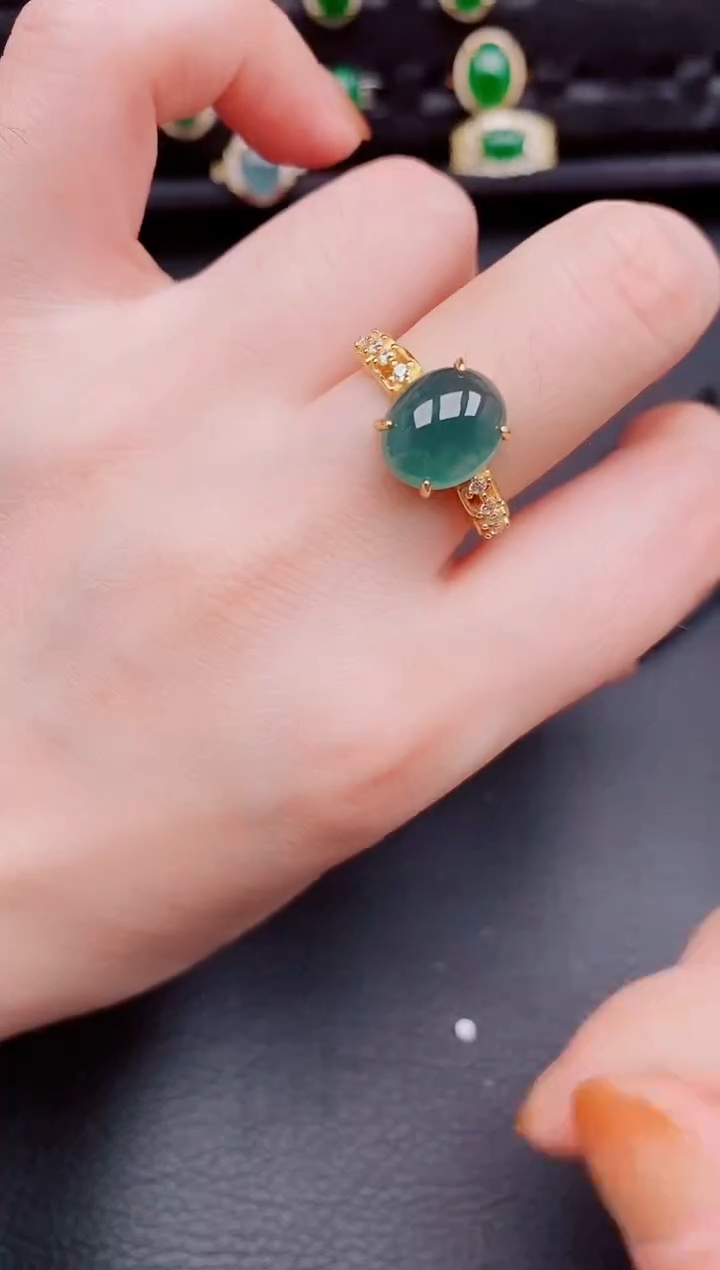 【闪购商品】翡翠戒指银S925镶嵌天然a货翡翠267