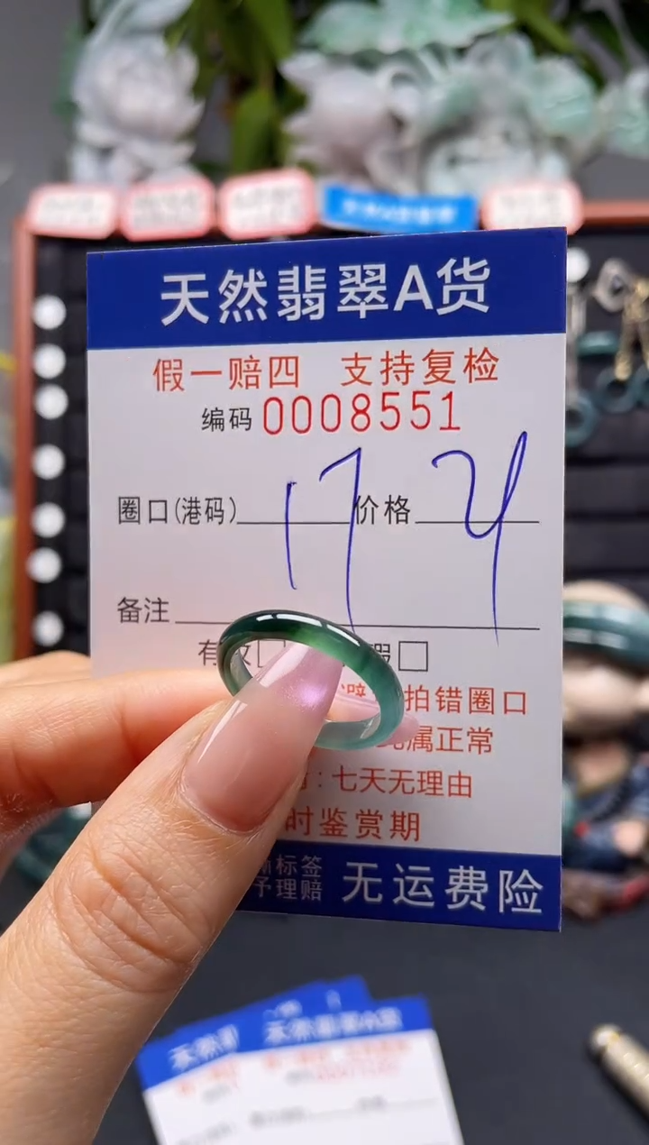 未镶嵌戒指翡翠17*8551