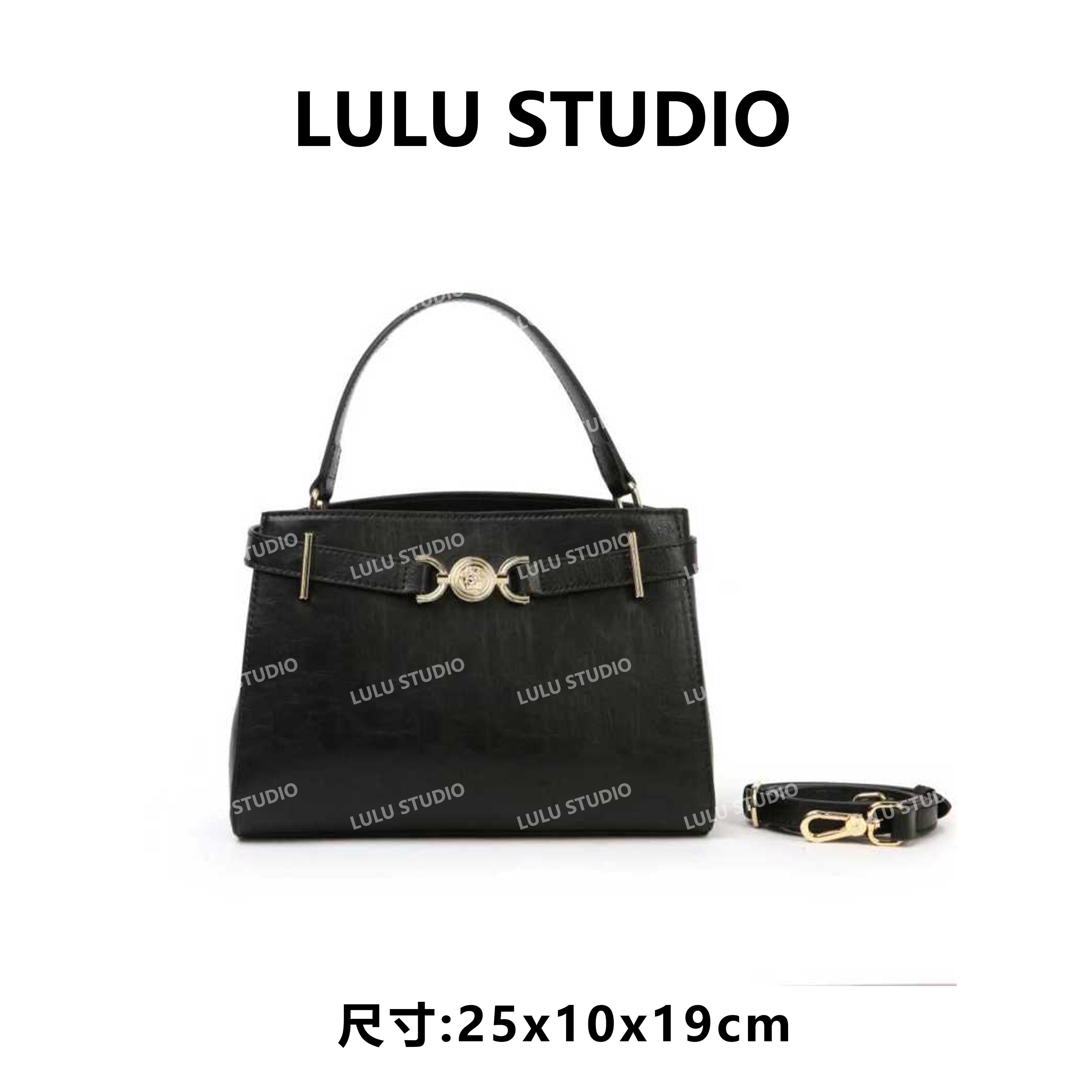 【LULU】BF-66680-黑色RAIN.CUN气质时尚百搭简约斜跨轻奢女包