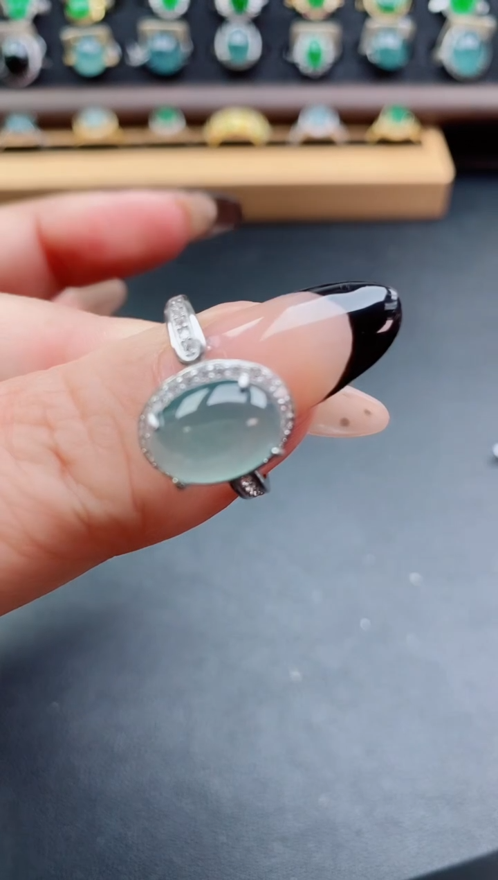 银S925镶嵌戒指翡翠121