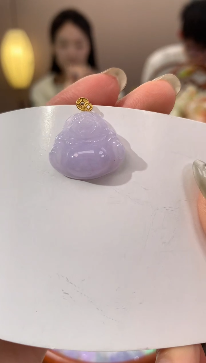 【闪购商品】翡翠颈饰18K金镶嵌天然缅甸a货翡翠