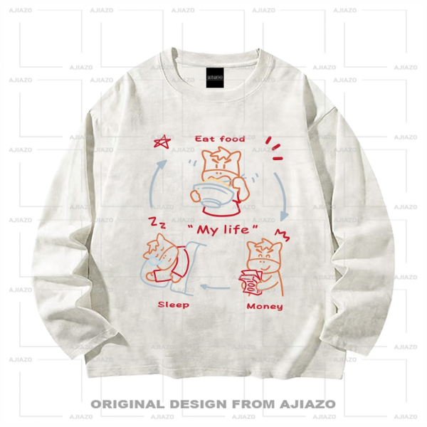 老狗十三【小马的三点一线】纯棉扎染长袖 秋冬休闲男女同款上衣