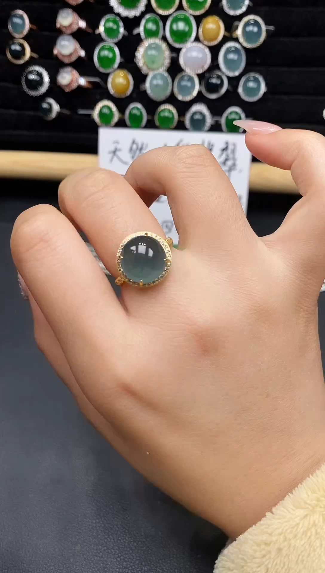 银S925镶嵌戒指翡翠87835