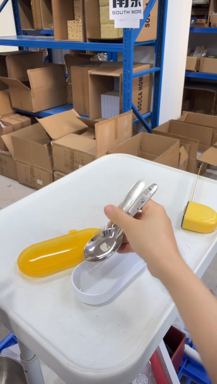 瓷片黄色壳便携叉勺kt