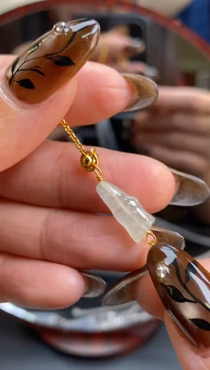 颈饰银S925镶嵌翡翠净货12806