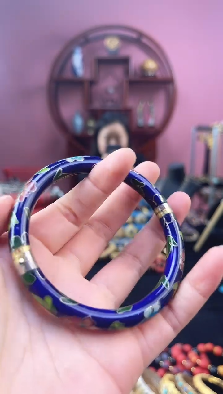 非遗 景泰蓝开口镯 56-63 宝蓝