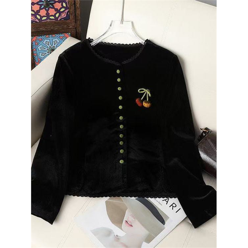 新中式妈妈秋装外套洋气时尚新款中老年女装春秋金丝绒开衫上衣服