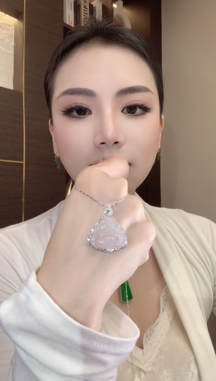 吊坠(不含链)18K金镶嵌翡翠A49 