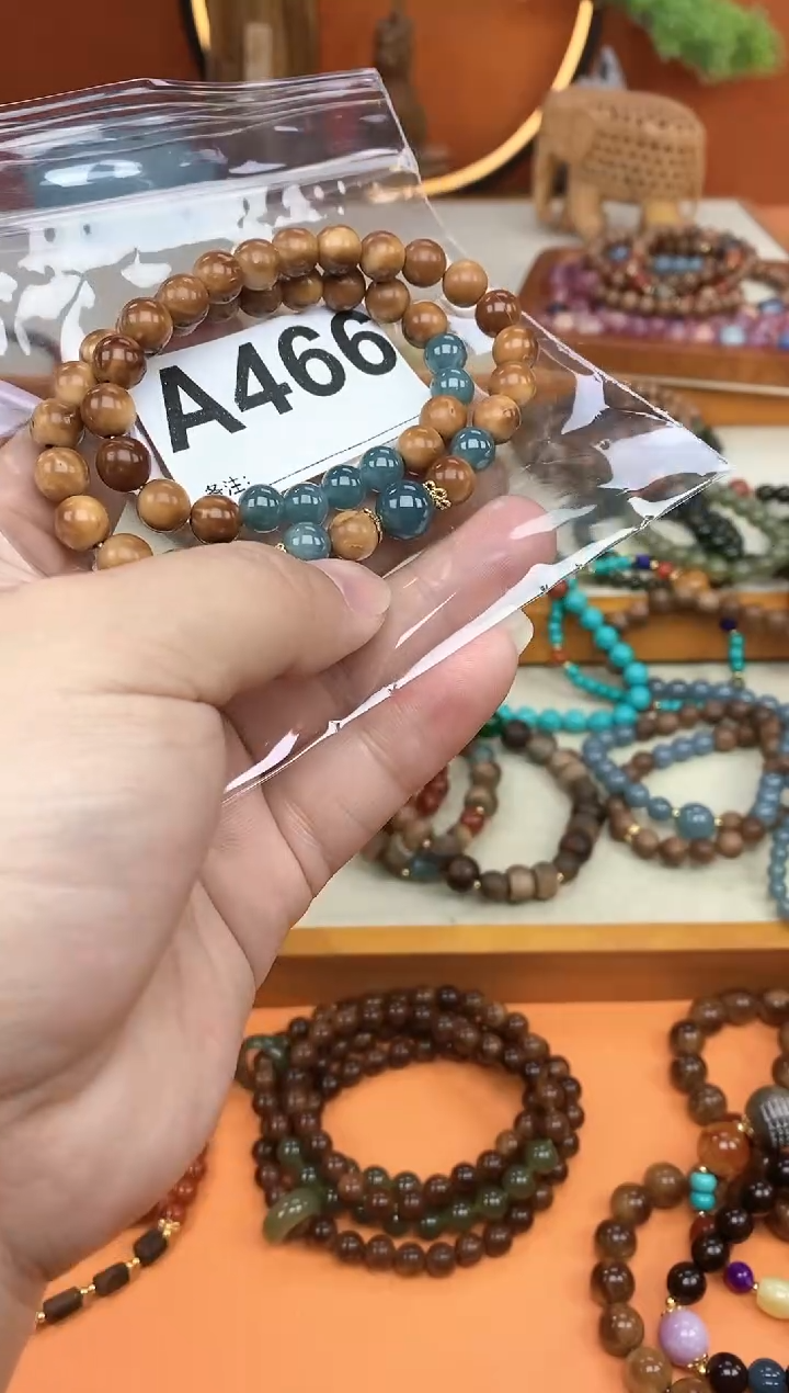 【闪购商品】库克手串未镶嵌双圈库克菩提蓝水手串