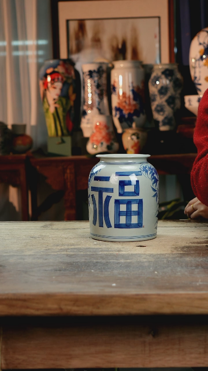 【闪购商品】瓷片景德镇纯手工釉下彩精品花瓶