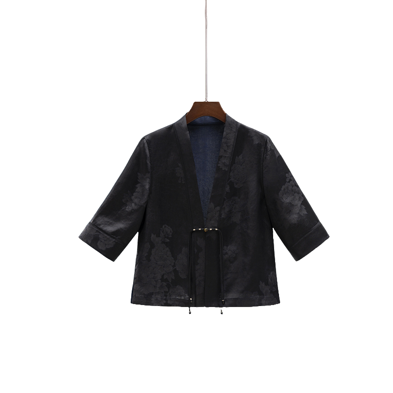 香云纱（晚初）提花花萝透彩复古百搭薄款宽松汉服开衫-60157