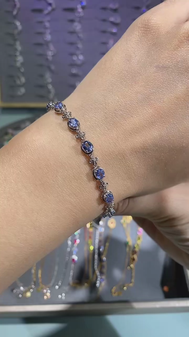 【闪购商品】蓝宝石手链18K金镶嵌手链