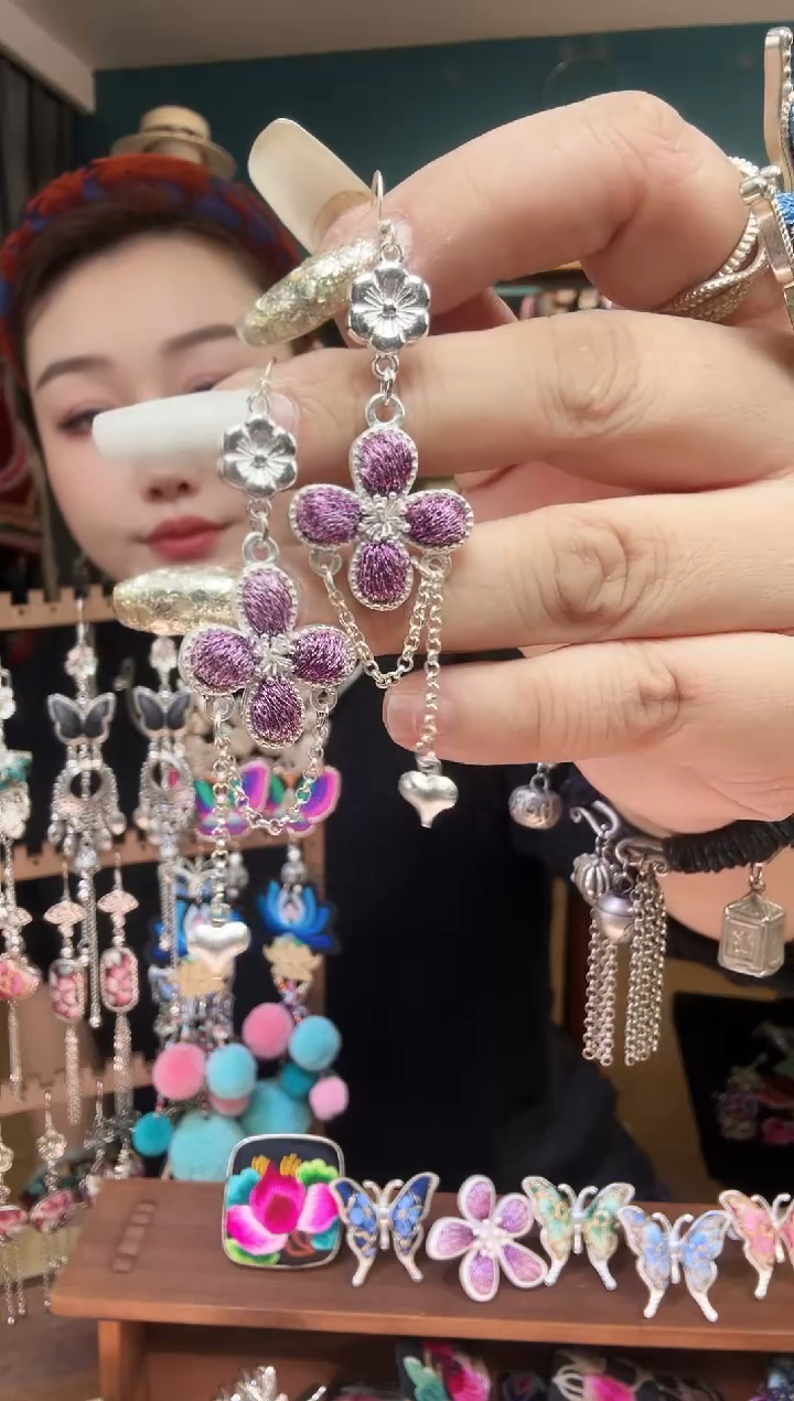 刺绣纯手工民族风刺绣耳环