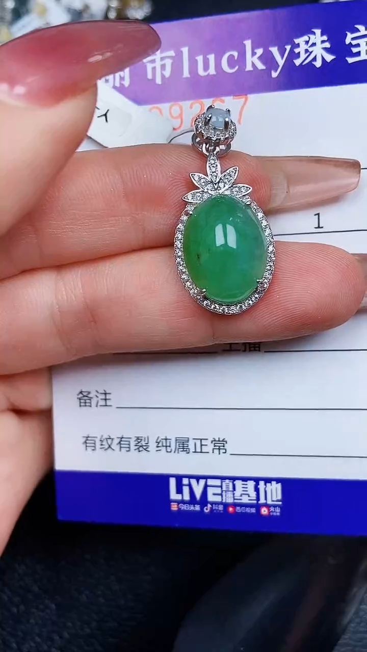 颈饰银S925镶嵌翡翠9267