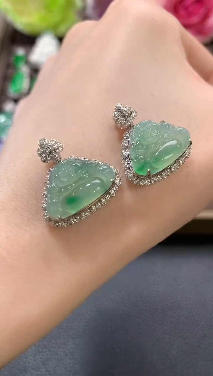 吊坠(不含链)18K金镶嵌翡翠a51多样性一件发货