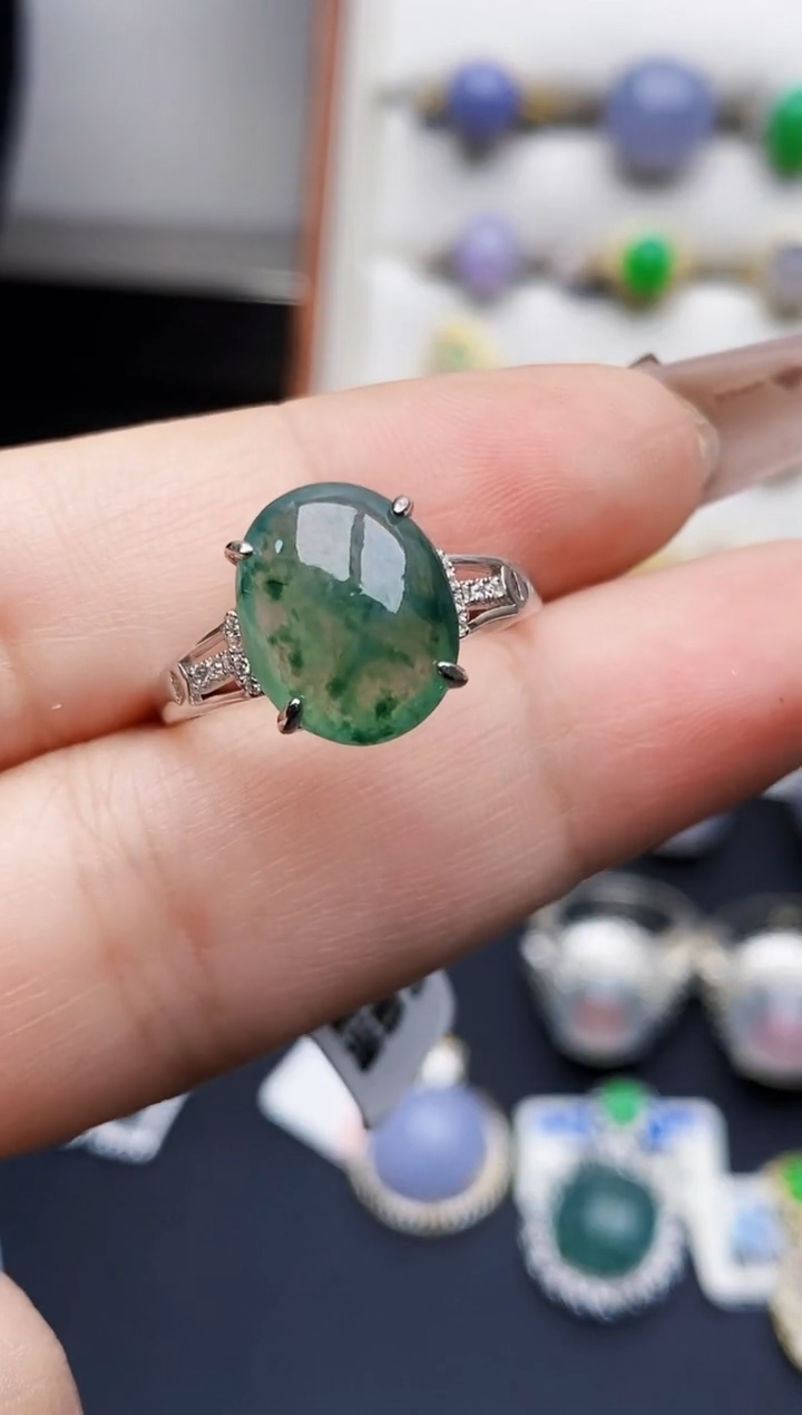 银S925镶嵌戒指翡翠3360