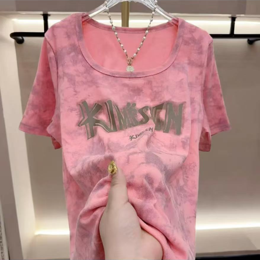 2025夏季新款胖MM显瘦大码休闲百搭上衣字母短袖T恤小衫