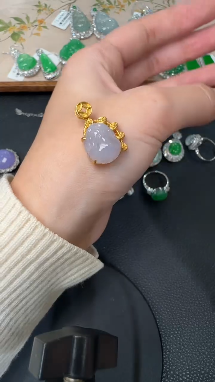 【闪购商品】翡翠吊坠(不含链)18K金镶嵌10