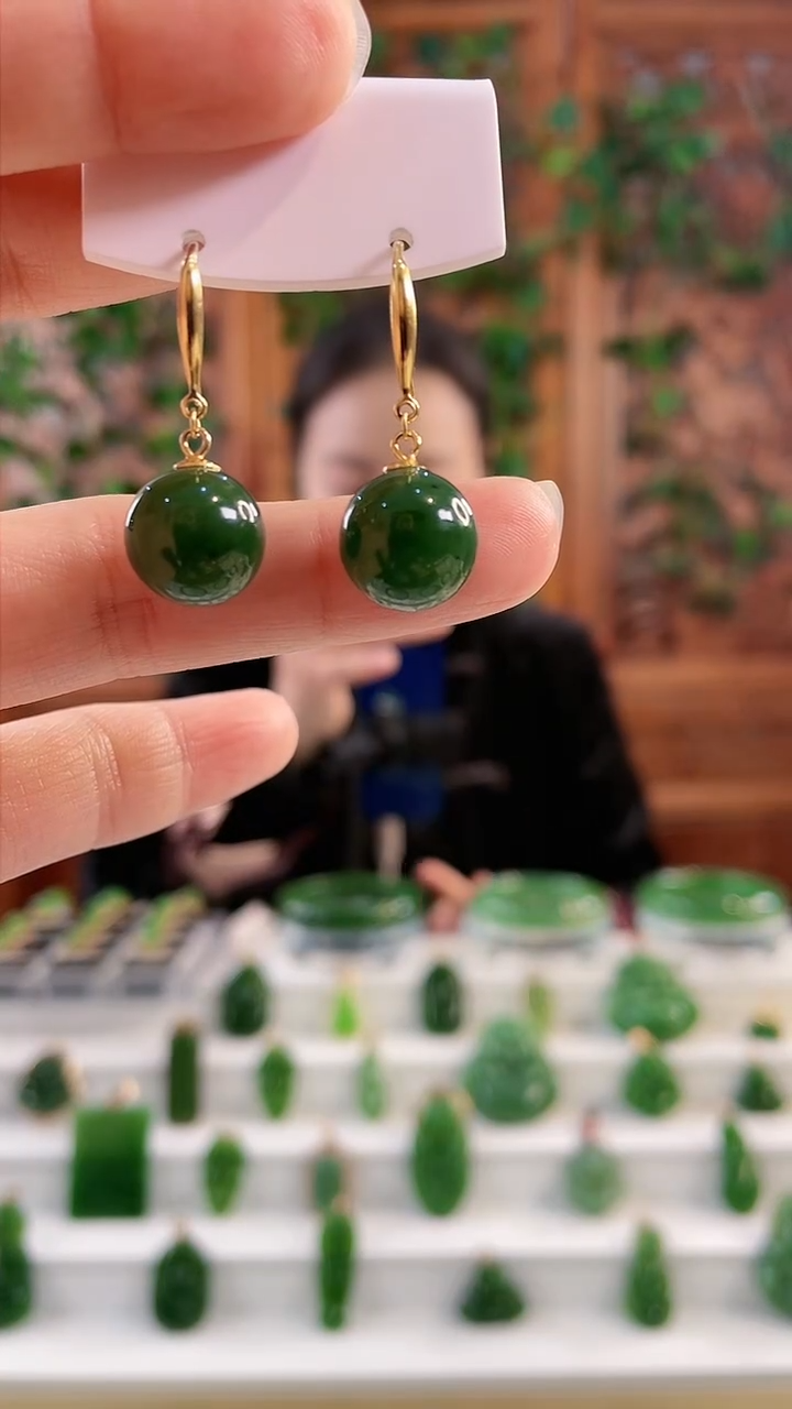 【闪购商品】和田玉耳钩银S925镶嵌大气耳钩