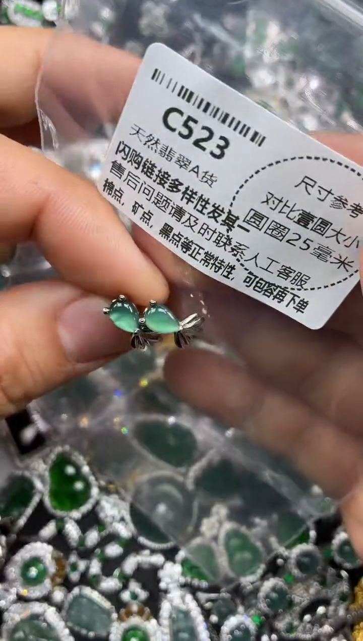 颈饰未镶嵌翡翠C523耳扣