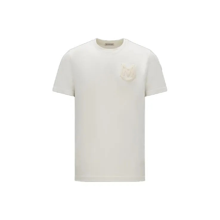 未使用 MONCLER Moncler 字母圆领短袖T恤 男款 本白色