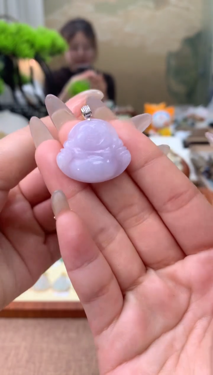 【闪购商品】翡翠颈饰18K金镶嵌天然A货翡翠挂件   