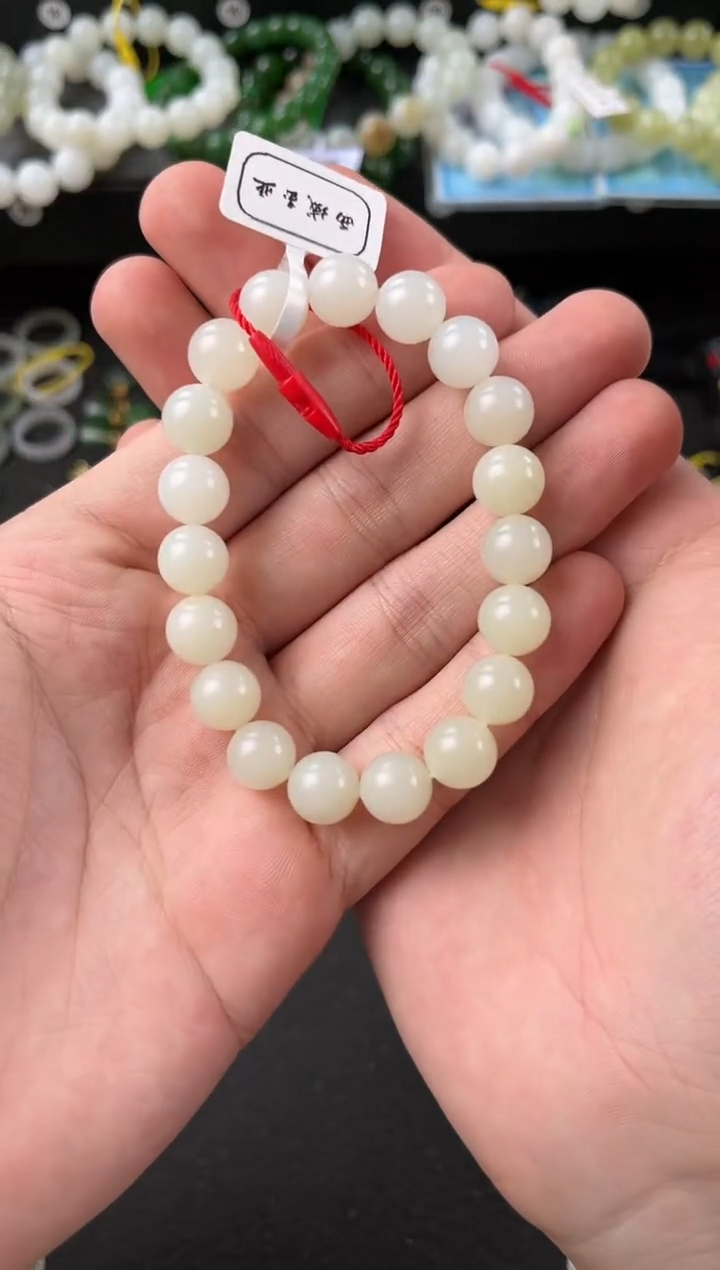 【闪购商品】和田玉手串未镶嵌且末天泰白玉卡10微色差