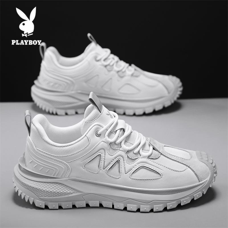 PLAYBOY/花花公子网面鞋2025新款男士百搭透气厚底跑步休闲运动鞋