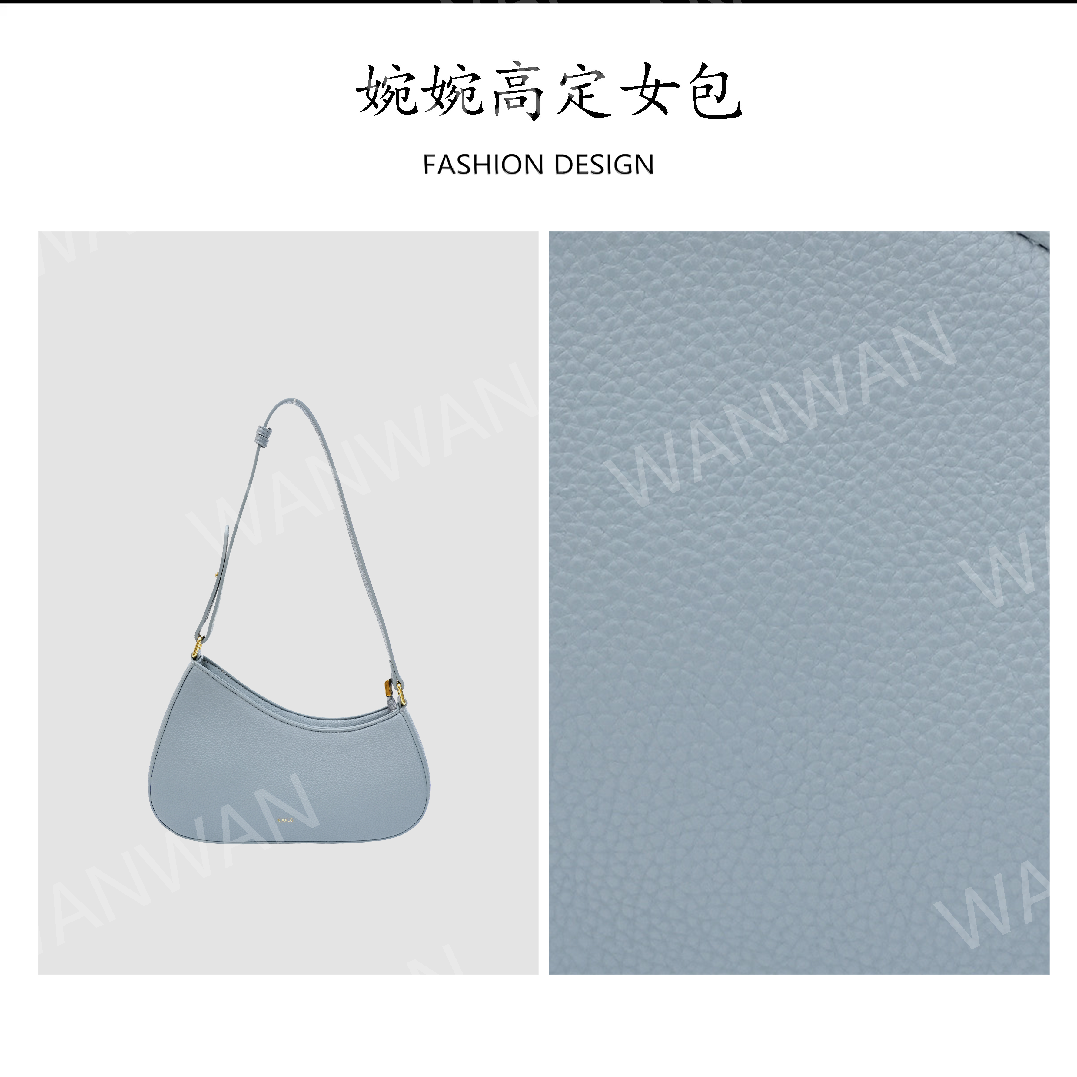 IEIS新款时尚百搭女士轻奢风简约单肩斜挎手提包BG25718-灰色