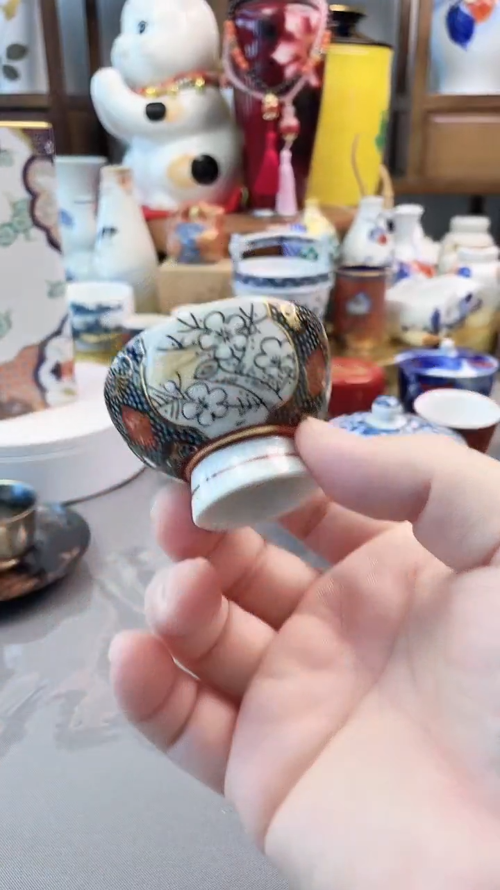 盘九谷高足茶杯一一