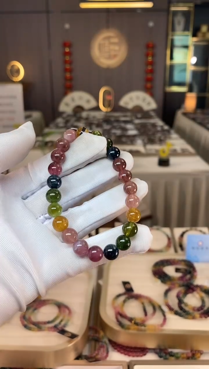 未镶嵌老矿碧玺彩虹单圈手串8mm+碧玺多样性发货一条xion