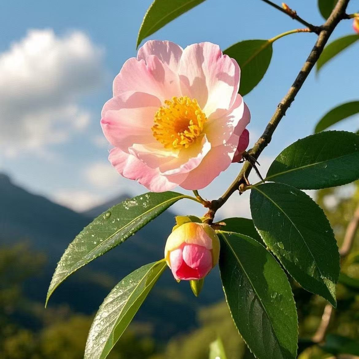 茶梅一物一拍冬季开花四季常青耐热耐寒
